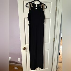Guess Black and Gold Sleeveless Long Dress with cutouts and slit